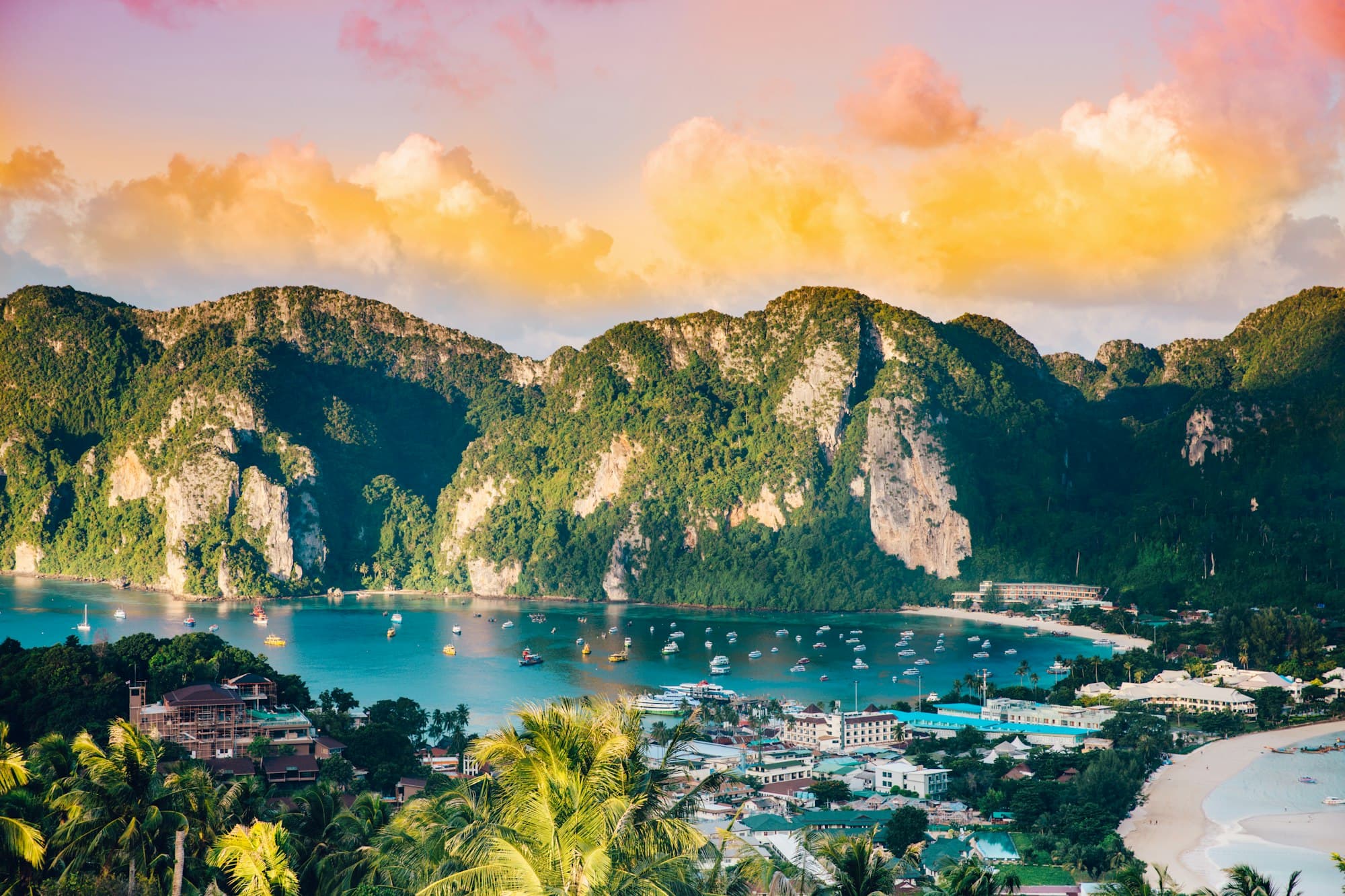 Southeast Asia coastline at sunset